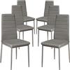 LANTUS Set 6 sedie impilabili Modello per Cucina Bar e Sala da Pranzo, Robusta Struttura in Acciaio Imbottita e Rivestita in Finta Pelle,6 pezzi (grigio)