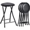ZZINOKE Set di 4 Sgabello Pieghevoli, Nessun Montaggio Richiesto, Con Imbottitura e Poggiapiedi, 30×30×46 cm, Adatti Per Cucina, Bistrot, Giardino Ed Esterno (Nero)