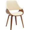 CLP Sedia da Pranzo Imbottita Vangale con Schienale, Sedia di Design Moderna in Legno Curvato per Soggiorno, Colore:noce/crema, Materiale:Ecopelle