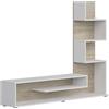 Miroytengo Modulo TV per soggiorno pranzo Snake stile nordico in colore rovere Sonoma e Nymphaea Alba con 4 ripiani 160x130x29 cm