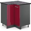Vicco Mobile ad angolo cucina R-Line, Rosso lucido, 75.6 cm, PL Antracite, per la libera combinazione all'interno di sistemi cucina modulari