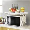 HUOLE Scaffale per forno a microonde a 2 livelli, organizer-Mensola Microonde, Estendibile Mensola Microonde Salvaspazio Heavy Duty per Cucina Counter Ripiano -57 * 38 * 38 cm Z-bianco