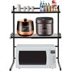 TyochiAki Scaffale per microonde a 3 ripiani, regolabile in altezza, 39-62 x 33 x 74 cm, in metallo con ganci, porta microonde, organizer per cucina, organizer (nero)