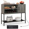 GIANTEX Credenza da cucina, mobile portaoggetti con armadietto per vino, ripiano inferiore, armadio portaoggetti con telaio in metallo con 2 ripiani aperti per sala da pranzo, ingresso 100 x 35 x 83