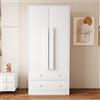 Merax Armadio 70 L x 40 L x 170 H cm, Multifonctionnel Armadio con cassetti e ripiani, bianco