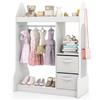 COSTWAY Guardaroba per Bambini, Armadio Gioco con Specchio Appendiabiti, Cassette in Tessuto Pieghevoli, Organizer per Stanza e Camera da Letto, 81 x 38 x 107 cm (Bianco)