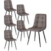 HJhomeheart Set di 6 Sedie da Pranzo Moderne, Comode Sedie da Cucina Senza Braccioli Imbottite in Pelle Impermeabile con Gambe in Metallo, Adatte a Camere da Letto, Studi e Soggiorni, Marrone Scuro