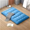 GYMAX Materasso da Pavimento, Confortevole e Morbido, con 1 Borsa Portaoggetti, 2 Fasce e 1 Copertura Antipolvere, Materasso Pieghevole (Blu,200 x 140 cm)