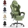 Ferghana Sedia Gaming, Sedia da gaming Ergonomica in Velluto，Sedia Gamer Massaggiante con Cuscino Lombare Massaggio，Poggiatesta，Poggiapiedi，Reclinabile，Professionale Sedia da Ufficio Gaming，Verde