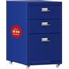 [en.casa] Cassettiera da Ufficio con Rotelle 48 x 28 x 41 cm Organizzatore da Ufficio a 3 Cassetti Mobile Contenitore in Acciaio - Blu