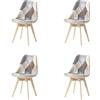 HJhomeheart Set di 4 Sedie da Pranzo in Tessuto Patchwork con Cuscino del Sedile e Gambe in Legno Massello per Sala da Pranzo, Soggiorno, Cucina, ecc. (Marrone Scuro Patchwork)