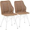 HOMN LIVING Confezione da 2 sedie da pranzo o da esterno Paola Bianco, in rattan sintetico, 45 cm (larghezza) 61 cm (profondità) 90 cm (altezza)