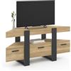 IDMarket - Mueble TV rinconero PHOENIX con cajón de madera y negro 116 cm