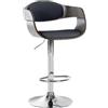 CLP Sgabello rétro Kingston con Braccioli I Sgabello Bar Girevole in Similpelle E Legno I Sgabello Alto Regolabile 63-77 CM, Colore:Nero/Grigio