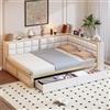 Trdlpyn Divano Letto 140 x 200 con Schienale Morbido e Ampio Cassetto Portaoggetti, Letto Singolo in Legno di Pino con Rete a Doghe, Letto per gli ospiti(Materasso non incluso) Colore del legno