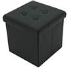 Home Tresor - Pouf Contenitore, Pouffe Poggiapiedi in Ecopelle Impermeabile, Seduta Imbottita, Sgabello Pieghevole, (HxLxP) 38X38X38 cm, Nero
