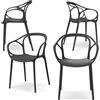 REDÒKASA Set 4 sedie in polipropilene CHIARA, impilabile, design moderno, ideale per sala da pranzo, soggiorno, cucina, sala d'attesa, bar, ristoranti (4, Antracite)
