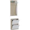 Arreditaly Set Ingresso Salvaspazio con Scarpiera 2 Ribalte e Appendiabiti da Parete con Mensola Mobile Ingresso Moderno Soggiorno Portascarpe Giacche 54 x 73 x 18 Cm (Bianco e Rovere)