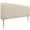 DHOME Testiera Imbottita Liscia Arrotondata in Lino Naturale con Gambe per Parete Acustica Testate Letto Fonoassorbenti Camera da Letto (Beige, 145cm)
