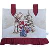 Generico Copriforno Decorativo in Gobelin con Balza, Motivo Natalizio, Babbo Natale con Un Sacco di Regali, Renna, Balza Rossa o Balza Lurex Oro, Albero di Natale, Dimensione 51x49cm (Rosso)