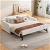 Moimhear Divano letto 90 x 200 cm, letto matrimoniale con letto pieghevole estraibile, connessione USB, beige