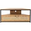 Calicosy - Mobile TV angolare 1 anta pieghevole - Cannage in rattan - Decorazione in legno - Pannelli di particelle - Gambe in metallo - Soggiorno o camera da letto - Stile esotico e naturale - L 100