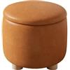 MUMUXIAO Pouf rotondo con contenitore, poggiapiedi in ecopelle, grande spazio di archiviazione, imbottito, per soggiorno, camera da letto, ingresso (arancione)