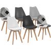 IDMarket - Set di 6 sedie SARA grigio scuro, grigio chiaro, bianco, nero e patchwork nero, grigio e bianco