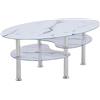 HOOZ Tavolino in vetro con vetro di sicurezza da 8 mm e sfaccettato, perfetto come tavolino da salotto, tavolo da soggiorno (98 x 55 x 42 cm) (marmo bianco con ripiano)