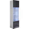 MB Muebles Bonitos, Vetrina Con Piedini 2cm Luke V6, LED, Melamina, Finitura Lucida, Bianco e Nero, 40x167x29cm