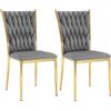 WOLTU Set di 2 Sedie Sala da Pranzo in Velluto, Trasparenti Moderne di Design, Schienale Alto, Gambe in Metallo, Portata 150 kg, Grigio Scuro