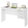 WOLTU Scrivania con 3 Cassetti, 120x60 cm, Bianco, Tavolo da Lavoro, Scrivania per Computer, Porta PC in Legno