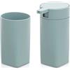 Inbagno Set Accessori Bagno 2 Pezzi Colore Verde Acqua, Dispenser e portaspazzolini, in plastica, Linea Tender