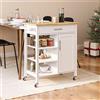 SogesHome Carrello da Cucina Mobile per Isole - Carrello Portata su Scooter Con Grande Cassetto, 3 Ripiani e Armadio Con Porta e 2 Ripiani Interni per Conservazione, 80