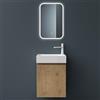 Mai & Mai Mobile Bagno Sospeso Marrone Chiaro, Lavabo Bianco e Specchio LED | 46x26x63cm, Mobile da Bagno con Cassetto Include Lavabo e Specchio LED, Marrone chiaro, Seria Pisa02