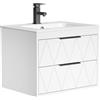 UEV Mobile Bagno Sospeso con Lavabo in Ceramica, 60CM Lavandino Bagno con 2 Cassetti, Lavandino Bagno con Mobiletto Moderno, Soft-Close, Bianco