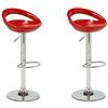 Flyelf 2 x Sgabelli da bar Sedia da pranzo con poggiapiedi 360°Mobili orientabile regolabile 59-80cm (Rosso)