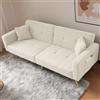 Terahanda Divano letto con funzione letto regolabile, con braccioli e scomparti laterali, completo di due cuscini, gambe dorate (bianco)