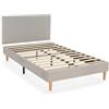 HOMN LIVING Base Imbottita + testiera Bari 90x190 cm Grigio, 30 cm Altezza