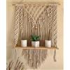 KGBFDX Boemia Fatta A Mano in Legno macramè Appeso A Parete Corda Corda Arazzo Complementi Arredo Casa Appeso Fioriera Mensola Galleggiante Organizzatore Portaoggetti 40 × 60 cm