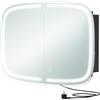 VASAGLE Armadietto Bagno da Parete con Specchio e Luce, Mobiletto Pensile Bagno con Stazione di Ricarica, 2 Ripiani Regolabili, Angoli Arrotondati, Nero Inchiostro BBK128B01V1
