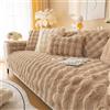 LINGKY Copridivano con Penisola in Peluche, Copridivano Angolare a Sinistra/Destra 3/2/1 Posti, Fodere Copridivano Angolare Copridivano Antiscivolo Chaise Longue a Forma di L (Cachi,90x180cm)