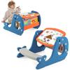 GYMAX Set Cavalletto d'Arte Convertibile per Bambini, Tavolo Multifunzione Regolabile con Panchina, Lavagna Bianca Cancellabile, a Forma di Balena, per Stanza dei Bambini, Asilo