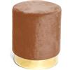 Tata Home Pouf Sgabello Cilindrico Velluto con Anello Dorato per Salotto o Camera Cameretta Pouff Poggiapiedi di Design Moderno (Ruggine)