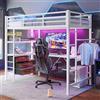 Lubvtti Letto a soppalco 90x200 con luci LED,scrivania,presa + USB,3 cassetti, ripiani,letto a castello per bambini con ringhiere,scale,struttura letto singolo,senza materasso (A-Bianco 90)