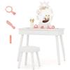 COSTWAY Set Toeletta Trucco per Bambina con Sgabello, Specchiera Trucco Staccabile con Luci LED a 3 Colori, Postazione Trucco Giocattolo con Cassetto e Accessori, per Bambine di 3-7 Anni (Bianco)