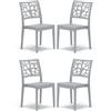 REDÒKASA Set 4 sedie in polipropilene TETI, MADE IN ITALY, impilabile, idrorepellente, resistenza raggi UV, design moderno albero della vita per sala da pranzo, cucina, bar, ristoranti, esterno (Cemento, 4)
