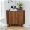 GuannCraft Mobiletto angolare in legno con motivo ondulato - Mobile salvaspazio moderno in legno per soggiorno, camera da letto, bagno