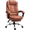 RMF PRO RMF Sedia Ufficio Ergonomica Professionale Reclinabile, Sedia Scrivania Seduta Comoda e Rilassante con Poggiapiedi - Poltrona Relax con Ruote Girevoli Altezza Regolabile Marrone