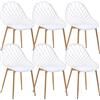 buybyroom Set di 6 sedie per sala da pranzo, con schienale, gambe in metallo, per soggiorno, sedia da giardino, colore: bianco